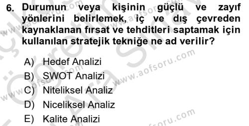 Sosyal Hizmet Yönetimi Dersi 2021 - 2022 Yılı (Vize) Ara Sınavı 6. Soru