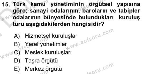 Sosyal Hizmet Yönetimi Dersi 2021 - 2022 Yılı (Final) Dönem Sonu Sınavı 15. Soru