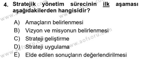 Sosyal Hizmet Yönetimi Dersi 2021 - 2022 Yılı Yaz Okulu Sınavı 4. Soru