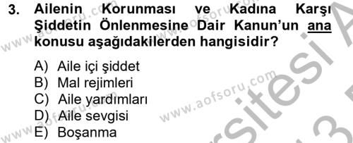 Sosyal Hizmet Mevzuatı Dersi 2012 - 2013 Yılı (Final) Dönem Sonu Sınavı 3. Soru