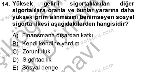 Sosyal Hizmet Mevzuatı Dersi 2013 - 2014 Yılı (Final) Dönem Sonu Sınavı 14. Soru
