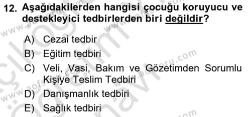 Sosyal Hizmet Mevzuatı Dersi 2020 - 2021 Yılı Yaz Okulu Sınavı 12. Soru