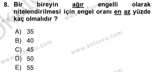 Sosyal Hizmet Mevzuatı Dersi 2022 - 2023 Yılı Yaz Okulu Sınavı 8. Soru