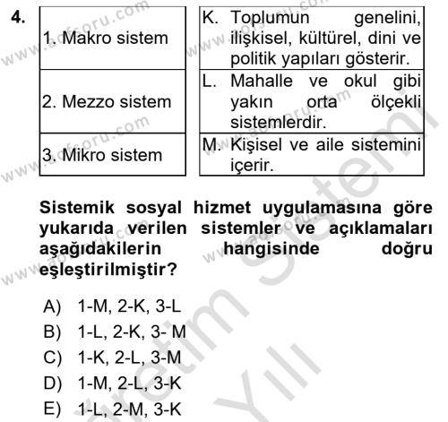 Sosyal Hizmet Kuram Ve Yaklaşımları Dersi 2020 - 2021 Yılı Yaz Okulu Sınavı 4. Soru