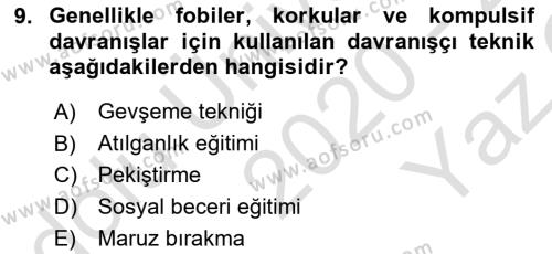 Sosyal Hizmet Kuram Ve Yaklaşımları Dersi 2020 - 2021 Yılı Yaz Okulu Sınavı 9. Soru