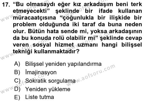 Sosyal Hizmet Kuram Ve Yaklaşımları Dersi 2021 - 2022 Yılı (Vize) Ara Sınavı 17. Soru