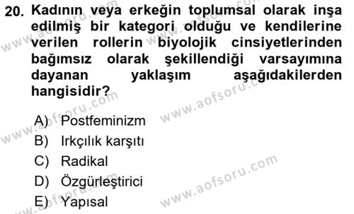 Sosyal Hizmet Kuram Ve Yaklaşımları Dersi 2021 - 2022 Yılı (Final) Dönem Sonu Sınavı 20. Soru