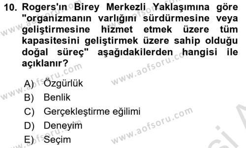 Sosyal Hizmet Kuram Ve Yaklaşımları Dersi 2021 - 2022 Yılı Yaz Okulu Sınavı 10. Soru