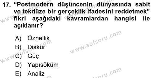 Sosyal Hizmet Kuram Ve Yaklaşımları Dersi 2021 - 2022 Yılı Yaz Okulu Sınavı 17. Soru