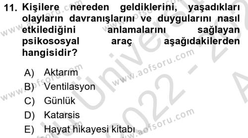 Sosyal Hizmet Kuram Ve Yaklaşımları Dersi 2022 - 2023 Yılı (Vize) Ara Sınavı 11. Soru