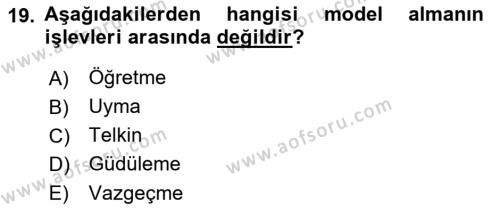 Sosyal Hizmet Kuram Ve Yaklaşımları Dersi 2022 - 2023 Yılı (Vize) Ara Sınavı 19. Soru