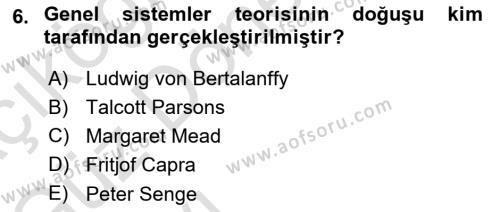 Sosyal Hizmet Kuram Ve Yaklaşımları Dersi 2022 - 2023 Yılı (Vize) Ara Sınavı 6. Soru