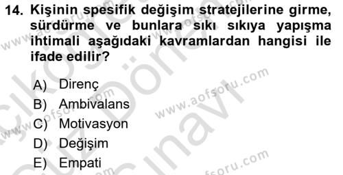 Sosyal Hizmet Kuram Ve Yaklaşımları Dersi 2022 - 2023 Yılı (Final) Dönem Sonu Sınavı 14. Soru