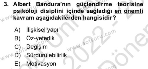 Sosyal Hizmet Kuram Ve Yaklaşımları Dersi 2022 - 2023 Yılı (Final) Dönem Sonu Sınavı 3. Soru