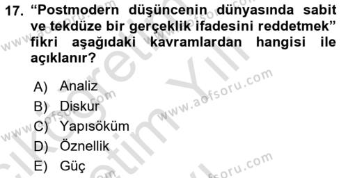 Sosyal Hizmet Kuram Ve Yaklaşımları Dersi 2022 - 2023 Yılı Yaz Okulu Sınavı 17. Soru