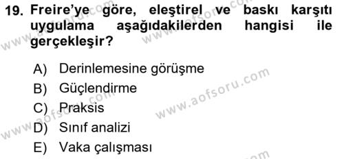 Sosyal Hizmet Kuram Ve Yaklaşımları Dersi 2022 - 2023 Yılı Yaz Okulu Sınavı 19. Soru