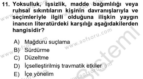 Sosyal Hizmet Kuram Ve Yaklaşımları Dersi 2023 - 2024 Yılı (Vize) Ara Sınavı 11. Soru