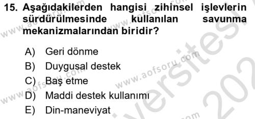 Sosyal Hizmet Kuram Ve Yaklaşımları Dersi 2023 - 2024 Yılı (Vize) Ara Sınavı 15. Soru