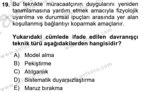 Sosyal Hizmet Kuram Ve Yaklaşımları Dersi 2023 - 2024 Yılı (Vize) Ara Sınavı 19. Soru