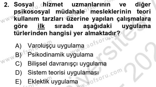 Sosyal Hizmet Kuram Ve Yaklaşımları Dersi 2023 - 2024 Yılı (Vize) Ara Sınavı 2. Soru