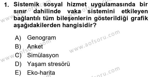 Sosyal Hizmet Kuram Ve Yaklaşımları Dersi 2023 - 2024 Yılı (Final) Dönem Sonu Sınavı 1. Soru