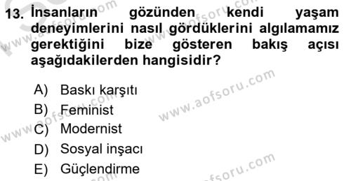 Sosyal Hizmet Kuram Ve Yaklaşımları Dersi 2023 - 2024 Yılı (Final) Dönem Sonu Sınavı 13. Soru