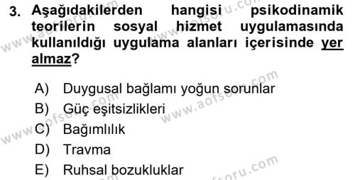 Sosyal Hizmet Kuram Ve Yaklaşımları Dersi 2023 - 2024 Yılı (Final) Dönem Sonu Sınavı 3. Soru