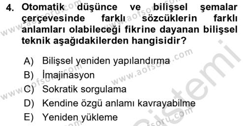 Sosyal Hizmet Kuram Ve Yaklaşımları Dersi 2023 - 2024 Yılı (Final) Dönem Sonu Sınavı 4. Soru