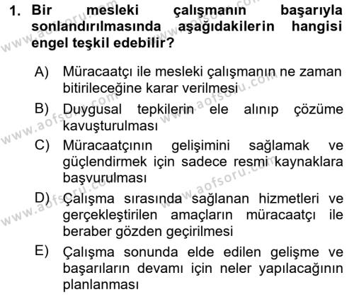 Bireyle Sosyal Hizmet Dersi 2022 - 2023 Yılı Yaz Okulu Sınavı 1. Soru