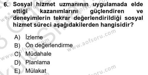 Bireyle Sosyal Hizmet Dersi 2022 - 2023 Yılı Yaz Okulu Sınavı 6. Soru