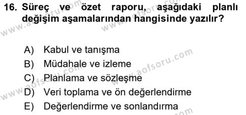 Sosyal Hizmette Kayıt Tutma Ve Rapor Yazma Dersi 2020 - 2021 Yılı Yaz Okulu Sınavı 16. Soru