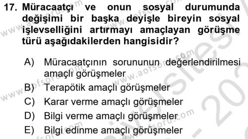 Sosyal Hizmette Kayıt Tutma Ve Rapor Yazma Dersi 2020 - 2021 Yılı Yaz Okulu Sınavı 17. Soru