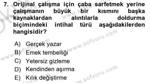 Sosyal Hizmette Kayıt Tutma Ve Rapor Yazma Dersi 2020 - 2021 Yılı Yaz Okulu Sınavı 7. Soru