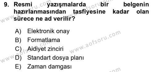 Sosyal Hizmette Kayıt Tutma Ve Rapor Yazma Dersi 2020 - 2021 Yılı Yaz Okulu Sınavı 9. Soru