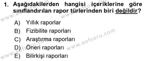 Sosyal Hizmette Kayıt Tutma Ve Rapor Yazma Dersi 2021 - 2022 Yılı (Vize) Ara Sınavı 1. Soru