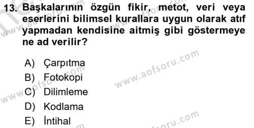 Sosyal Hizmette Kayıt Tutma Ve Rapor Yazma Dersi 2021 - 2022 Yılı (Vize) Ara Sınavı 13. Soru