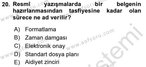 Sosyal Hizmette Kayıt Tutma Ve Rapor Yazma Dersi 2021 - 2022 Yılı (Vize) Ara Sınavı 20. Soru