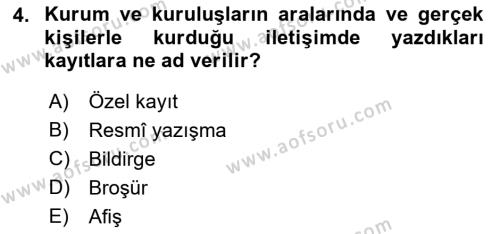 Sosyal Hizmette Kayıt Tutma Ve Rapor Yazma Dersi 2021 - 2022 Yılı (Vize) Ara Sınavı 4. Soru