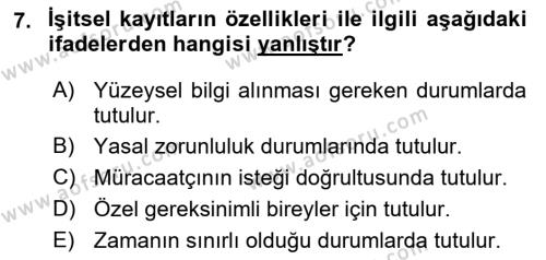 Sosyal Hizmette Kayıt Tutma Ve Rapor Yazma Dersi 2021 - 2022 Yılı (Vize) Ara Sınavı 7. Soru