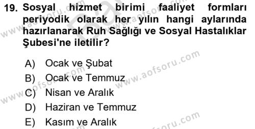 Sosyal Hizmette Kayıt Tutma Ve Rapor Yazma Dersi 2021 - 2022 Yılı (Final) Dönem Sonu Sınavı 19. Soru