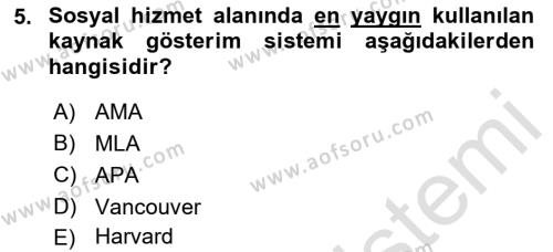 Sosyal Hizmette Kayıt Tutma Ve Rapor Yazma Dersi 2021 - 2022 Yılı (Final) Dönem Sonu Sınavı 5. Soru