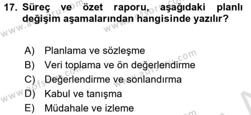 Sosyal Hizmette Kayıt Tutma Ve Rapor Yazma Dersi 2021 - 2022 Yılı Yaz Okulu Sınavı 17. Soru