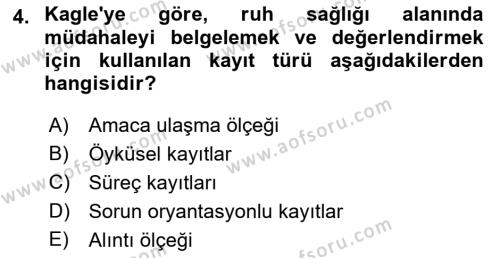 Sosyal Hizmette Kayıt Tutma Ve Rapor Yazma Dersi 2022 - 2023 Yılı Yaz Okulu Sınavı 4. Soru