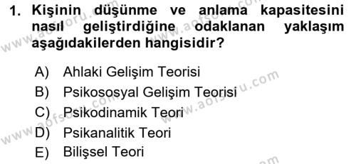 İnsan Davranışı Ve Sosyal Çevre 1 Dersi 2022 - 2023 Yılı (Final) Dönem Sonu Sınavı 1. Soru