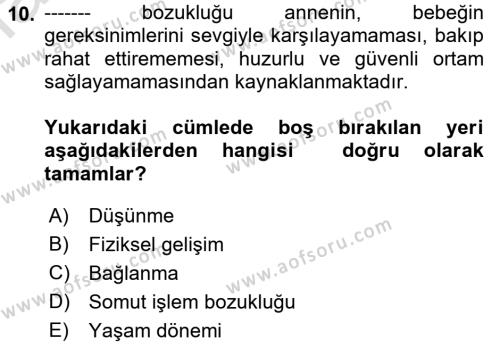 İnsan Davranışı Ve Sosyal Çevre 1 Dersi 2022 - 2023 Yılı (Final) Dönem Sonu Sınavı 10. Soru