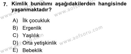 İnsan Davranışı Ve Sosyal Çevre 1 Dersi 2022 - 2023 Yılı (Final) Dönem Sonu Sınavı 7. Soru