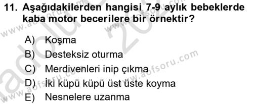 İnsan Davranışı Ve Sosyal Çevre 1 Dersi 2024 - 2025 Yılı (Vize) Ara Sınavı 11. Soru