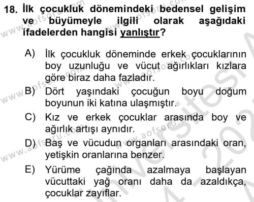 İnsan Davranışı Ve Sosyal Çevre 1 Dersi 2024 - 2025 Yılı (Vize) Ara Sınavı 18. Soru