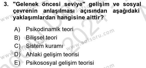 İnsan Davranışı Ve Sosyal Çevre 1 Dersi 2024 - 2025 Yılı (Vize) Ara Sınavı 3. Soru