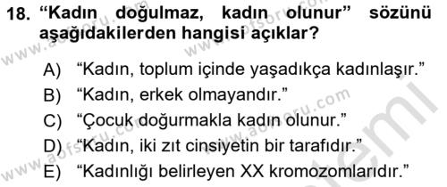 İnsan Davranışı Ve Sosyal Çevre 2 Dersi 2021 - 2022 Yılı (Vize) Ara Sınavı 18. Soru